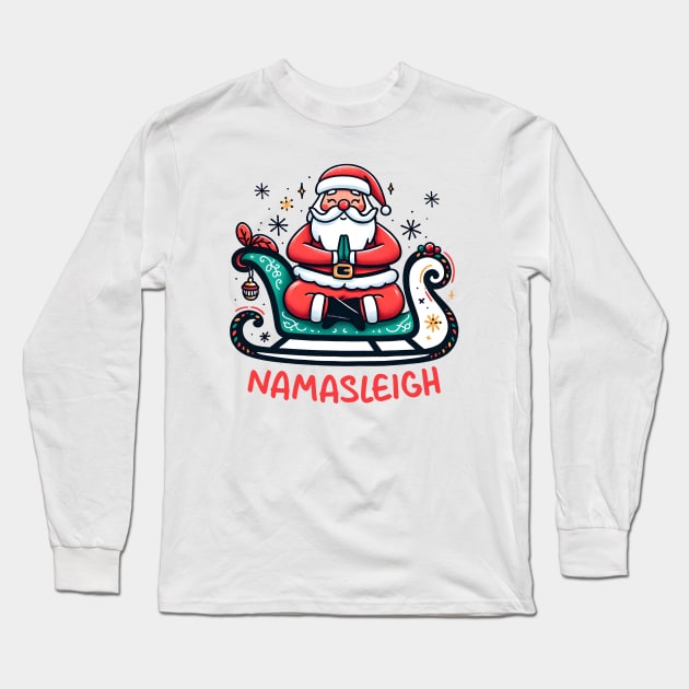 Namasleigh Yoga Christmas Long Sleeve T-Shirt by Nessanya